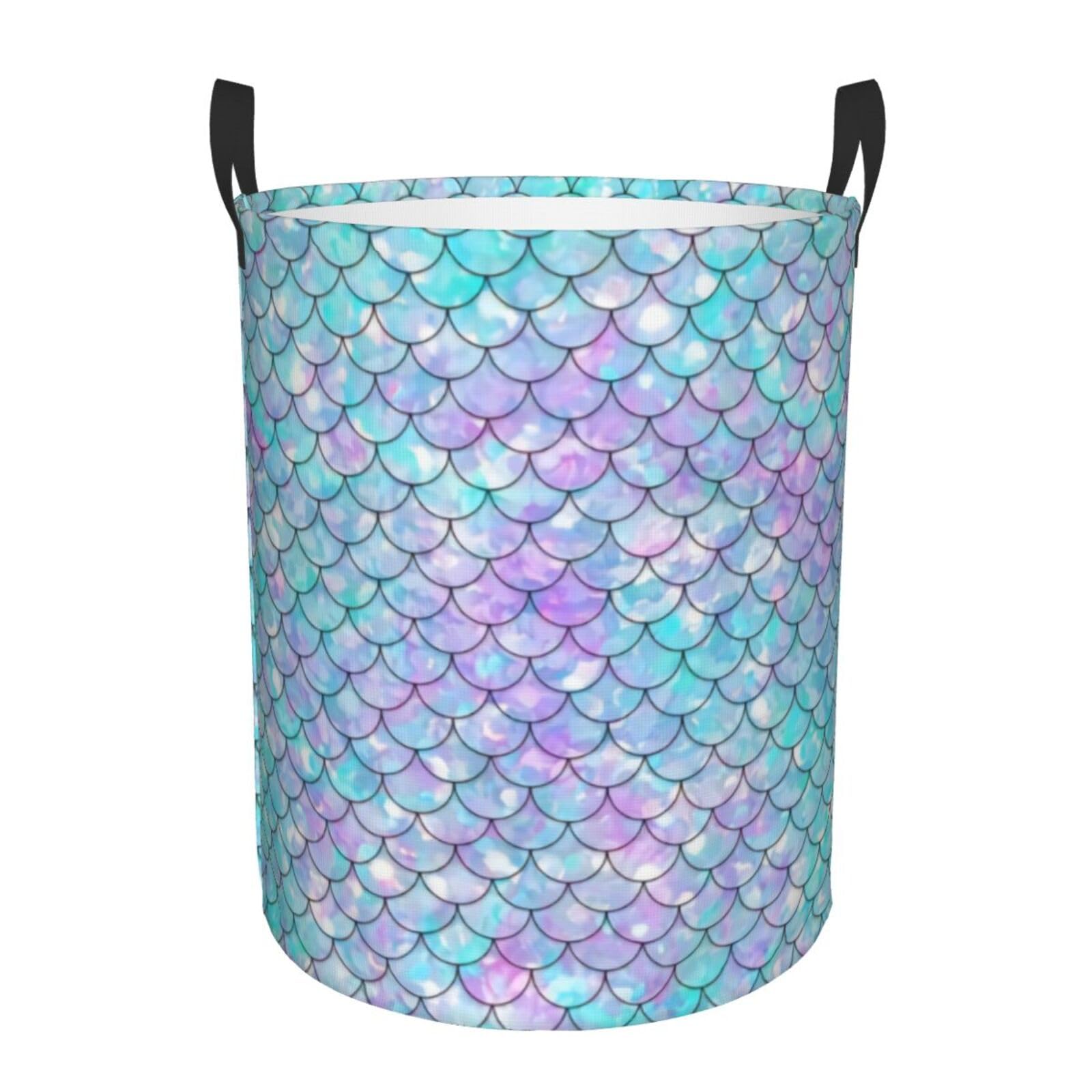S Circular Hamper Mermaid Print Storage Basket for Home