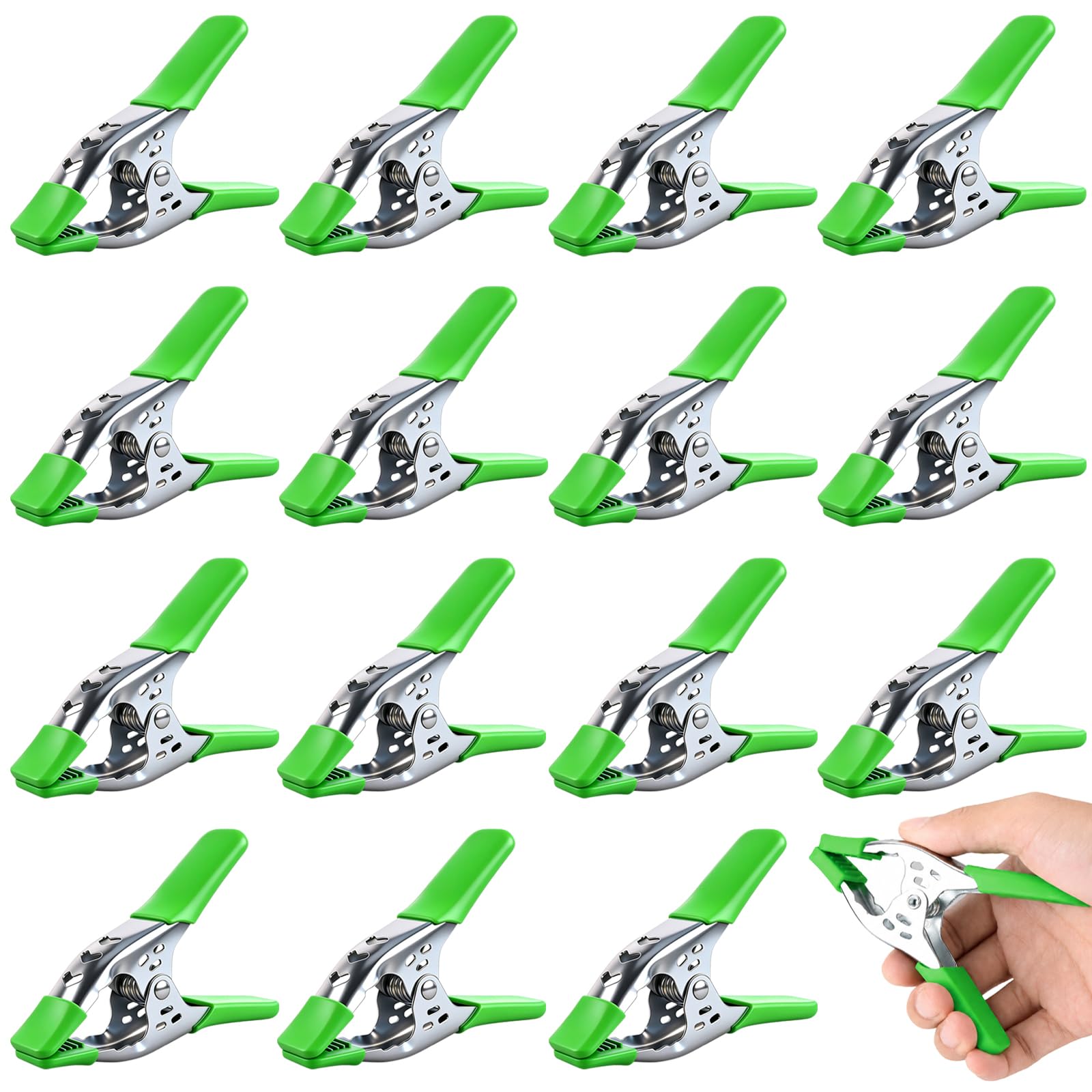 16-Piece 4 inch Spring Clamp, Heavy Duty Metal Spring Clamps, 1.5-inch Jaw Opening Clamps for Backdrop, Pool Cover, Photography