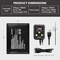 Vista 3 de BN-LINK Almohadilla térmica duradera para reptiles de 6 x 8 pulgadas con termostato digital debajo del tanque, calentador de terrario, juego