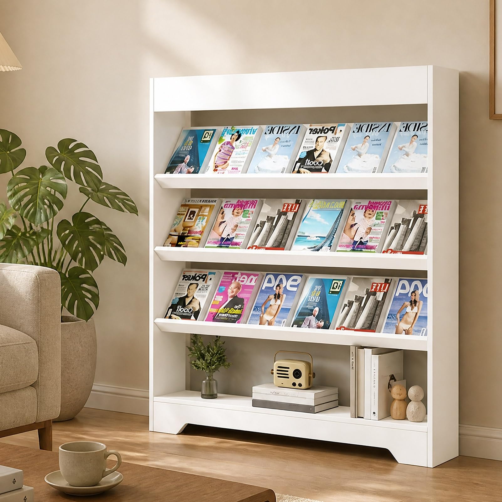 TRAGLO Magazine Rack Floor Wooden Brochure Display Stand File Organizer