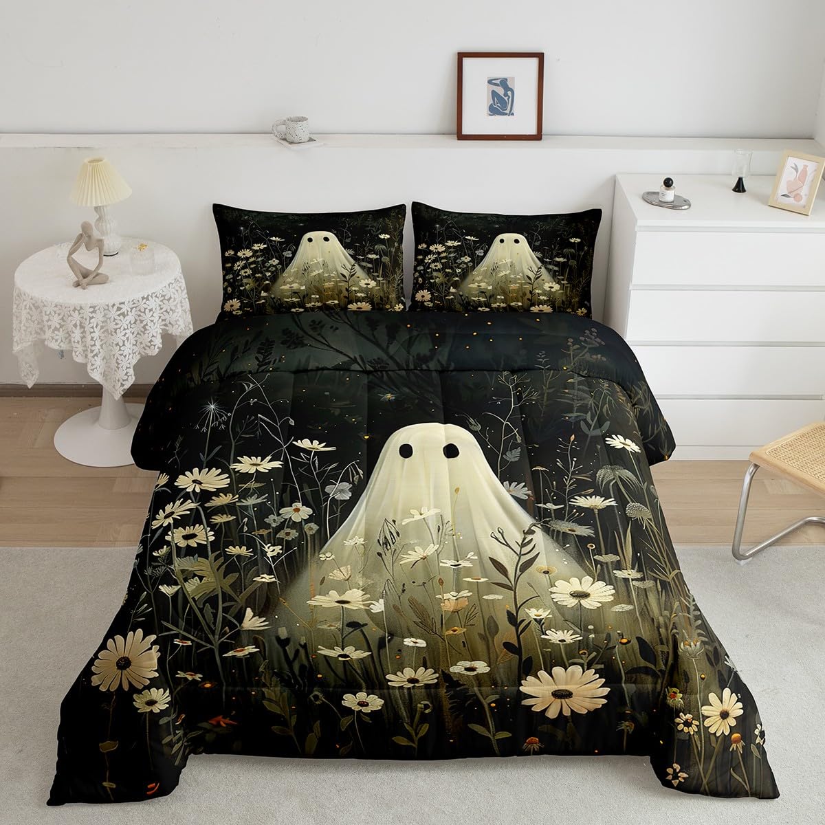 Linge de lit enfant squelette de cerf et animaux sauvages pour lit simple housse et taie