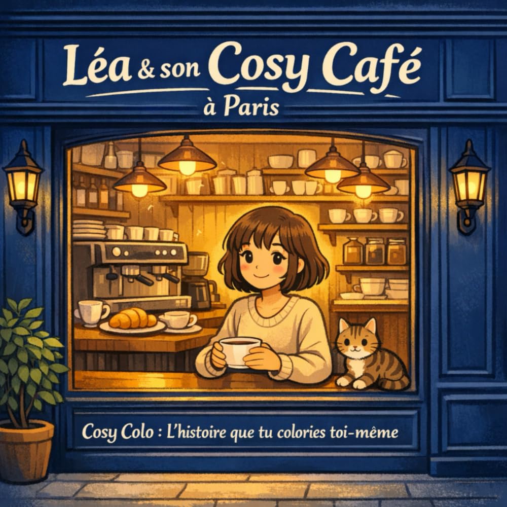 Léa & son Cosy Café à Paris: Livre de coloriage : 50 scènes narratives à colorier dans une ambiance café, hygge et douceur parisienne