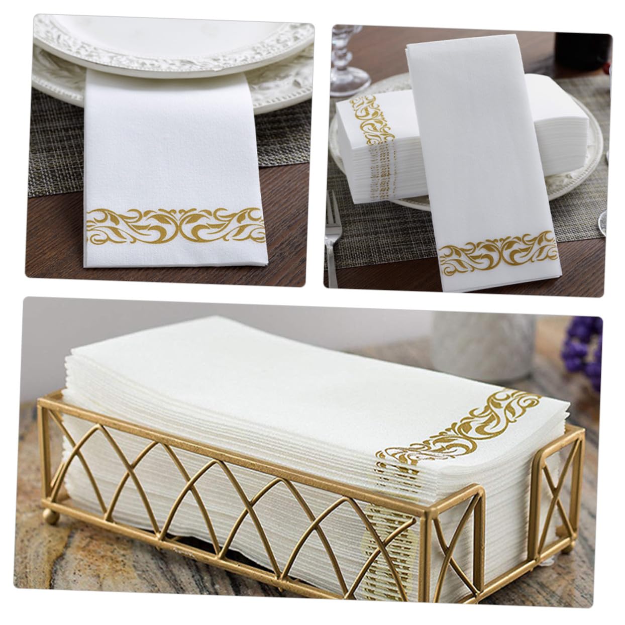 100piezas Servilletas de Papel Doradas Desechables Unidades para Bodas Cumpleaños Fiestas Servilletas de Cena para Invitados
