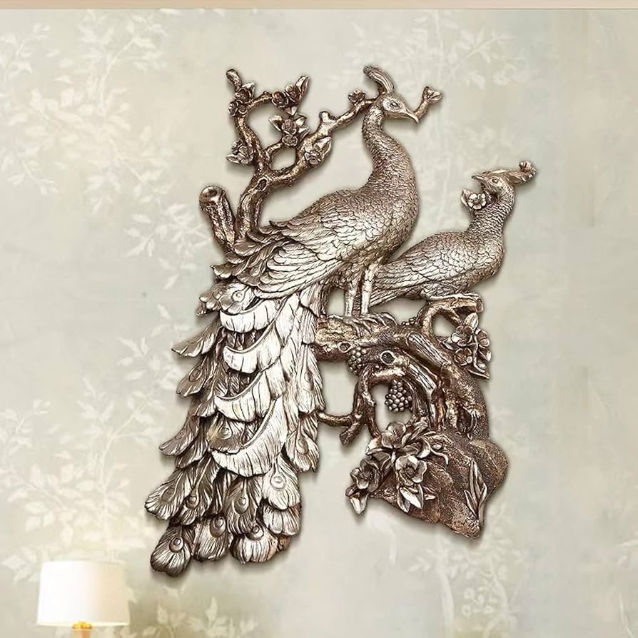 Amazon.co.jp: 3Dステレオ孔雀レリーフ絵画、壁彫刻、家庭や