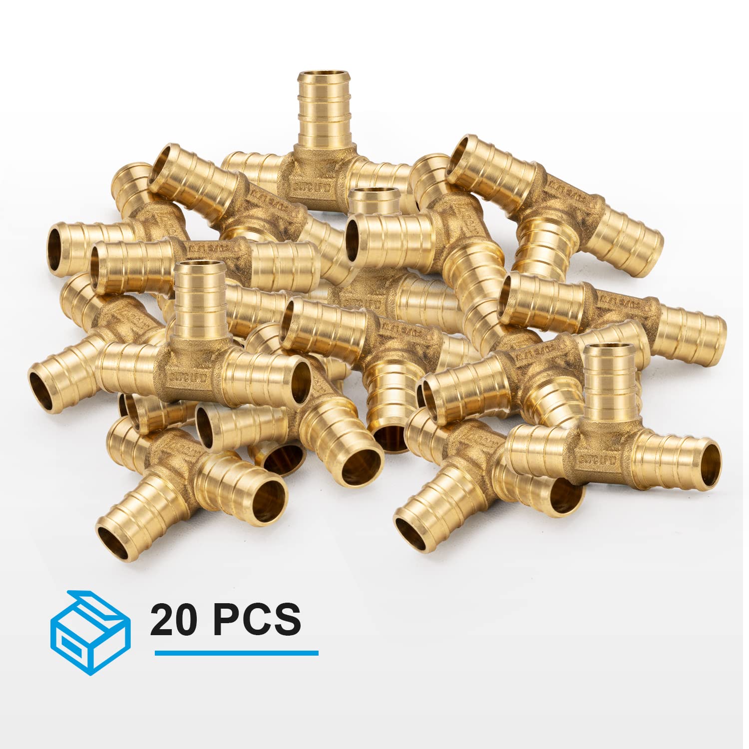 (20 unidades) 1/2 pulgada PEX Tee F1807, accesorio de crimpado de latón LF para tubo PEX-b