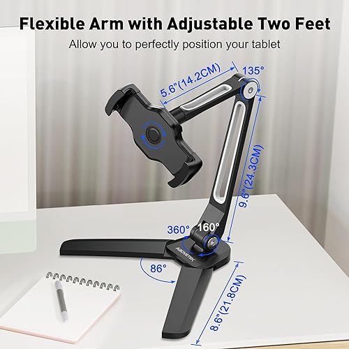 Miniatura 6 de AboveTEK Soporte de pared para iPad, 3 en 1 Highflex 360 para debajo del gabinete para cocina, soporte para tableta, soporte para tableta debajo del