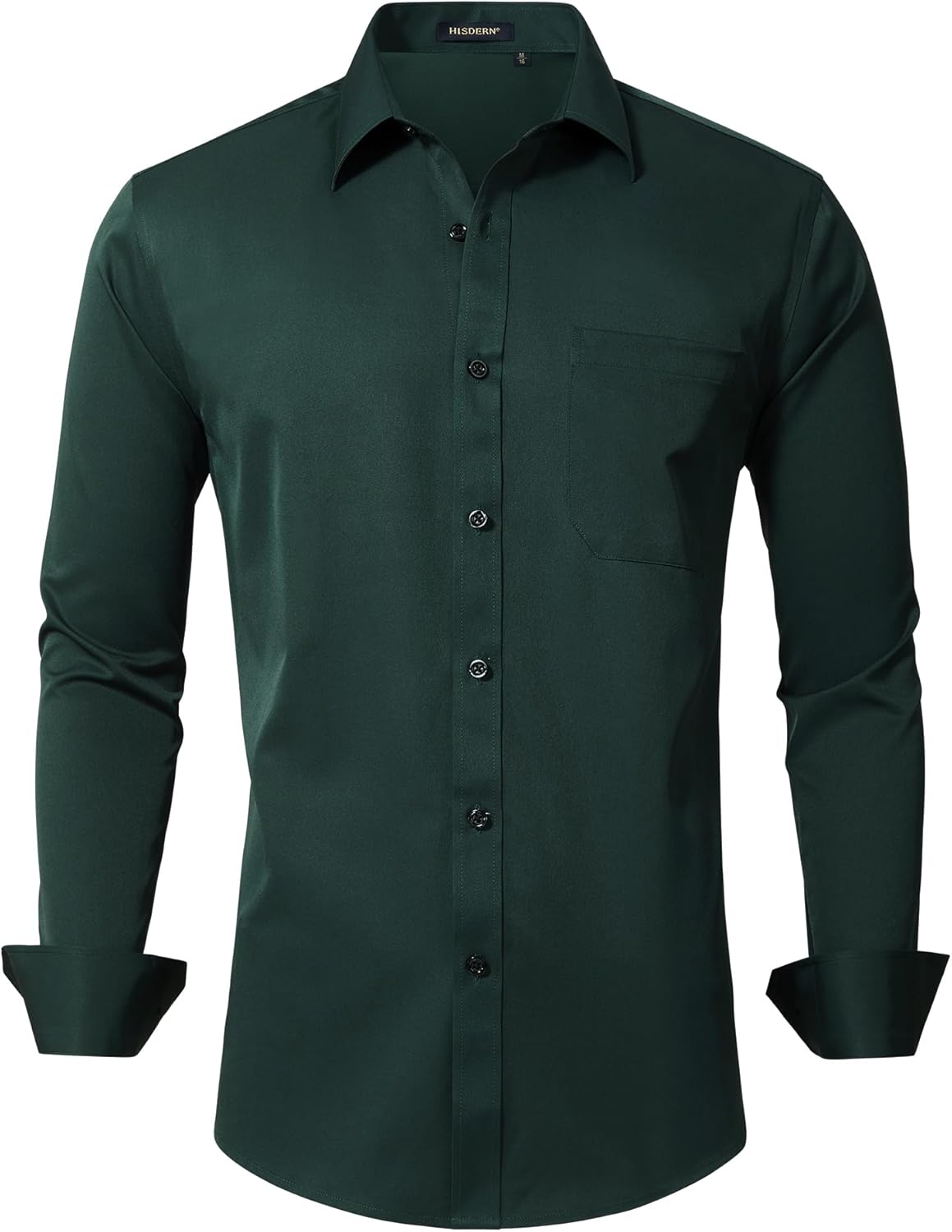 HISDERN 305 Men's Dress Shirt Wrinkle-Free 4-Way Stretch Quick Drying Breathable Long Sleeve Business Formal Shirts