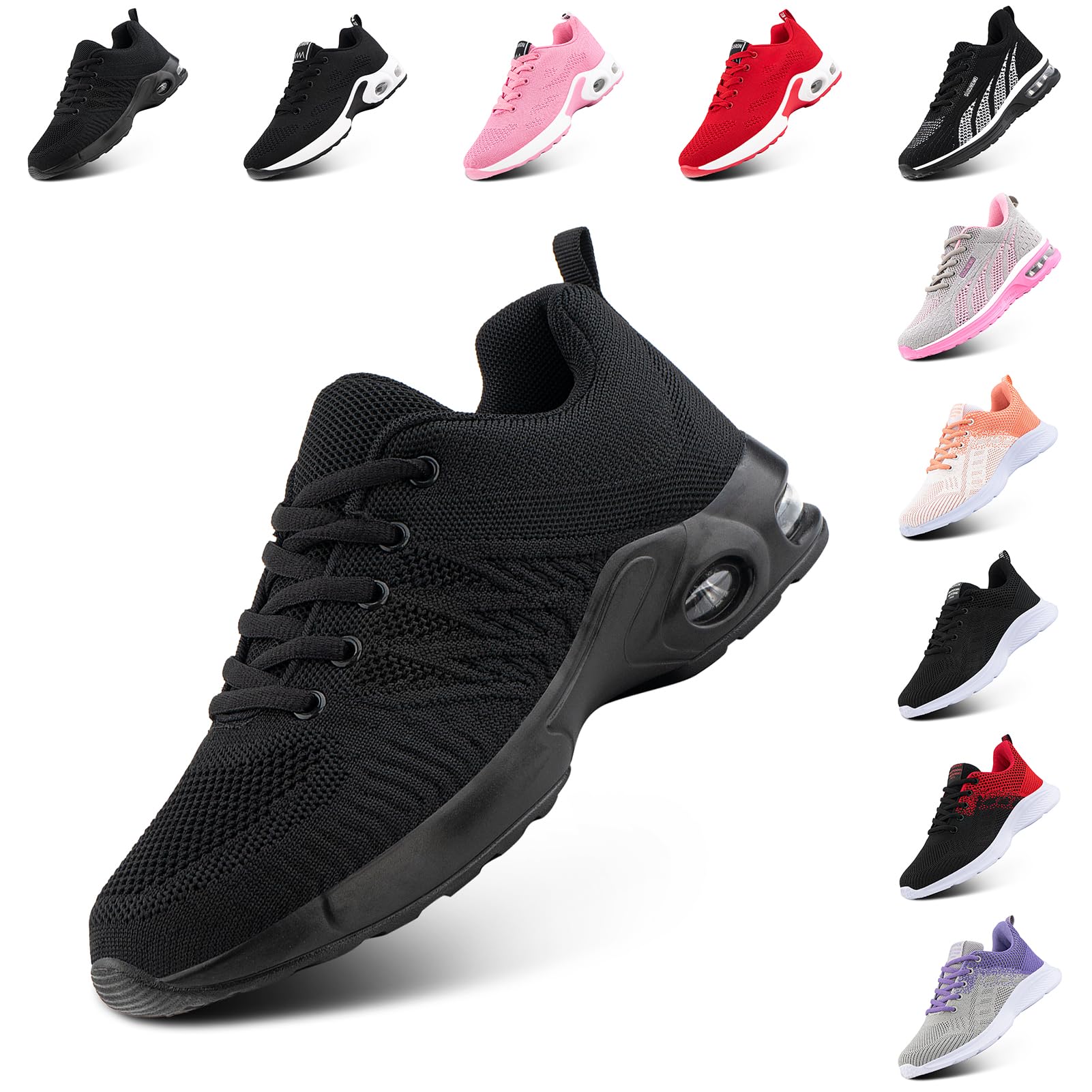 Hitmars Zapatillas de Running Mujer Deportivas Zapatos Zapatillas de Running Ligero Transpirables Gimnasio Sneakers Deportivas Casual Negro Rosa Rojo Naranja Morado EU 36-42