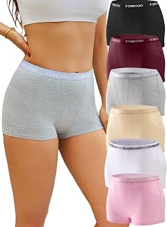 FINETOO Womens Cotton Boy Shorts Underwear Full Coverage Soft Boxer Briefs High