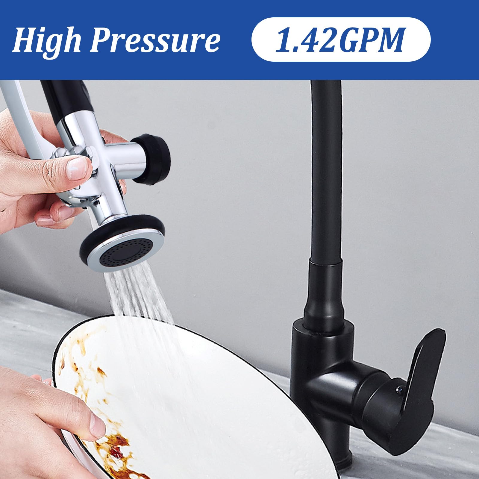 Profi Gastro - Doccetta di ricambio in acciaio INOX da 1/2", con staffa di bloccaggio, per doccetta a pendolo Gastro, colore: Argento