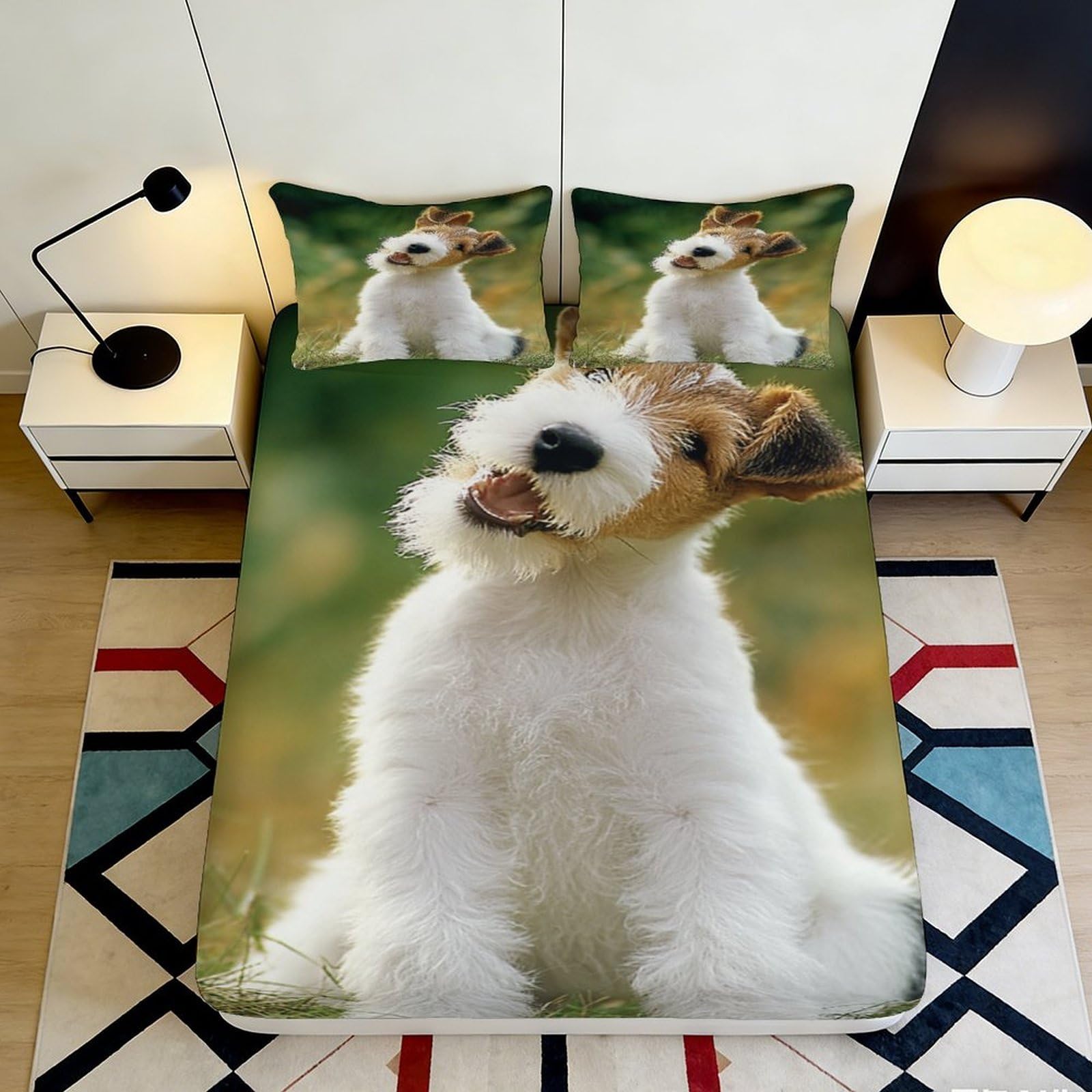 Pnayamiorkfel Style-7 3D Printed Dog Portrait Fitted Sheet Microfiber Soft Decorative Animal Bed Sheet For Bedroom Guest Room 90X200x25cm