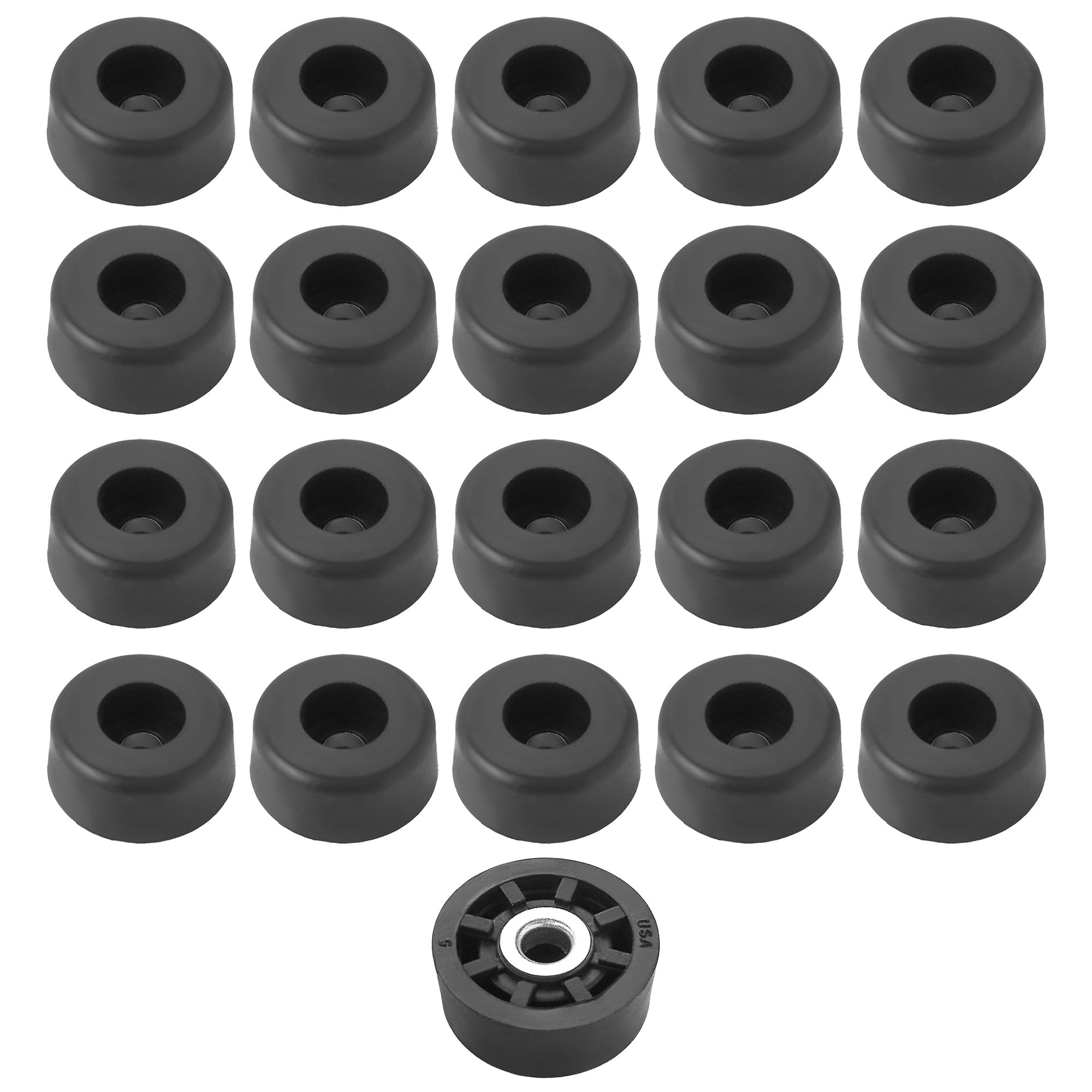20 Medium Round #2 Rubber Feet Bumpers w/Metal Insert – .375" H X .875" W - Non-Marking/Food Safe - Perfect for Furniture, Tables, Chairs, Electronics, Cutting Boards, Woodworking - Made in USA