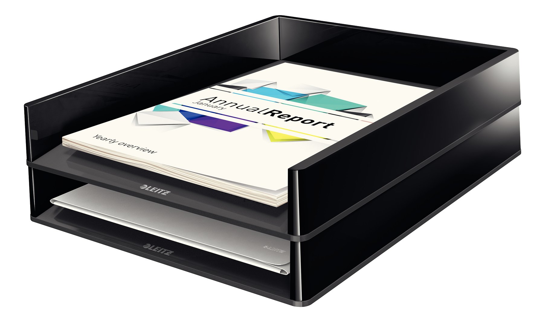Leitz Lot de 4 corbeilles à courrier Duo Colour, noir, 53610095