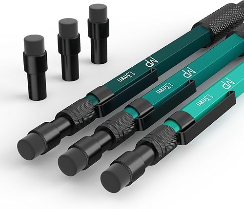 Miniatura 6 de Mr. Pen - Juego de lápices mecánicos de metal con recambios de plomo y borrador, paquete de 3, portaminas de 0.051 in, portaminas de metal para