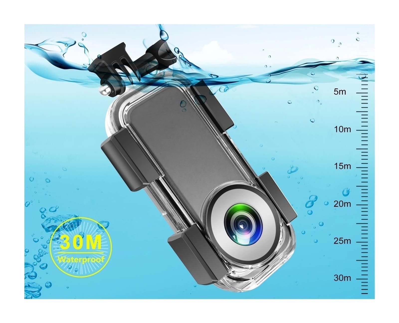 Custodia protettiva for fotocamera subacquea con custodia subacquea da 30 M | La copertura protettiva impermeabile si adatta alle fotocamere sportive, ideale for le immersioni