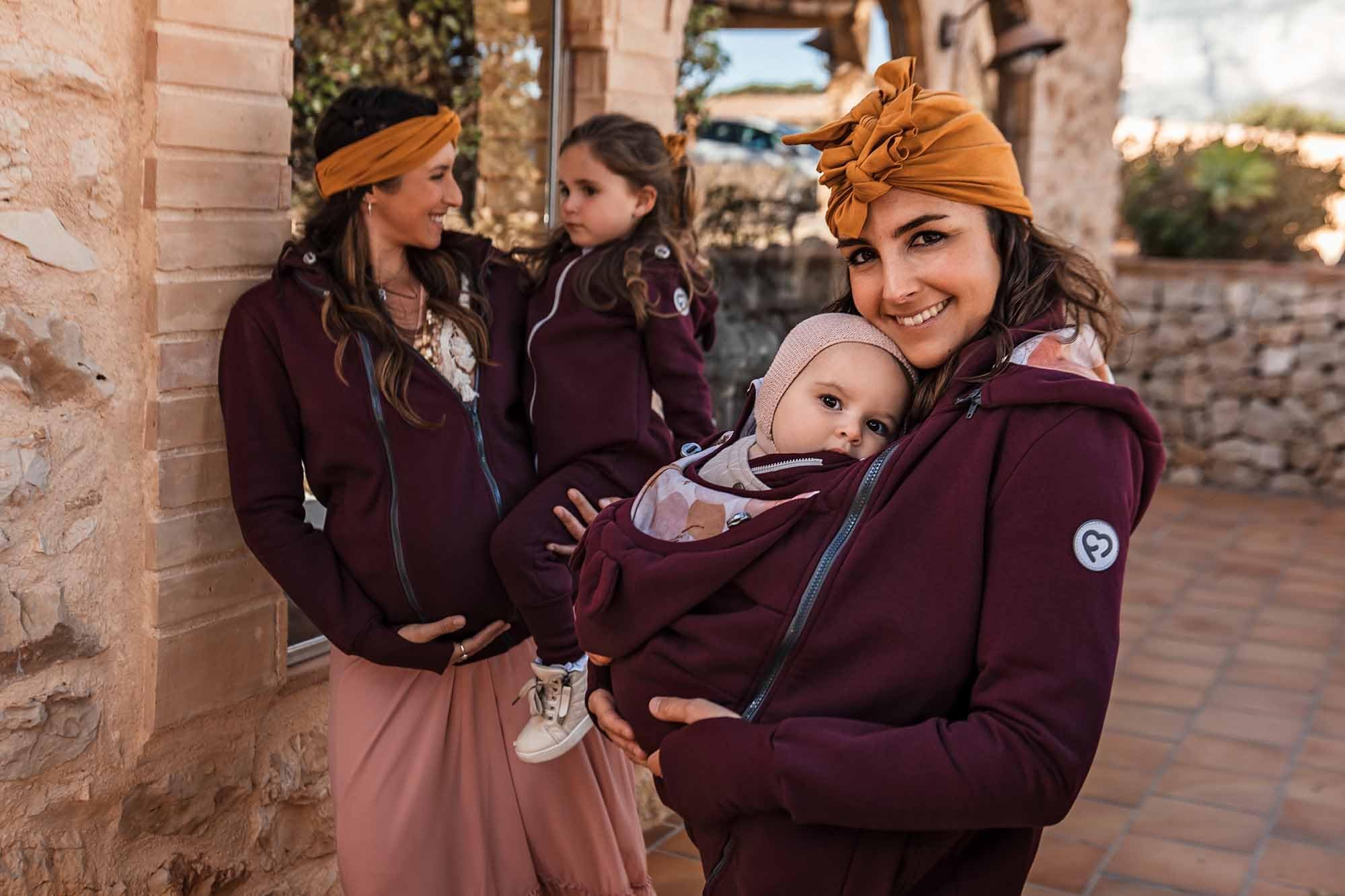 fun2bemum Pola 4in1 Baby Tragejacke für Mama Känguru Kapuze VORNE/HINTEN