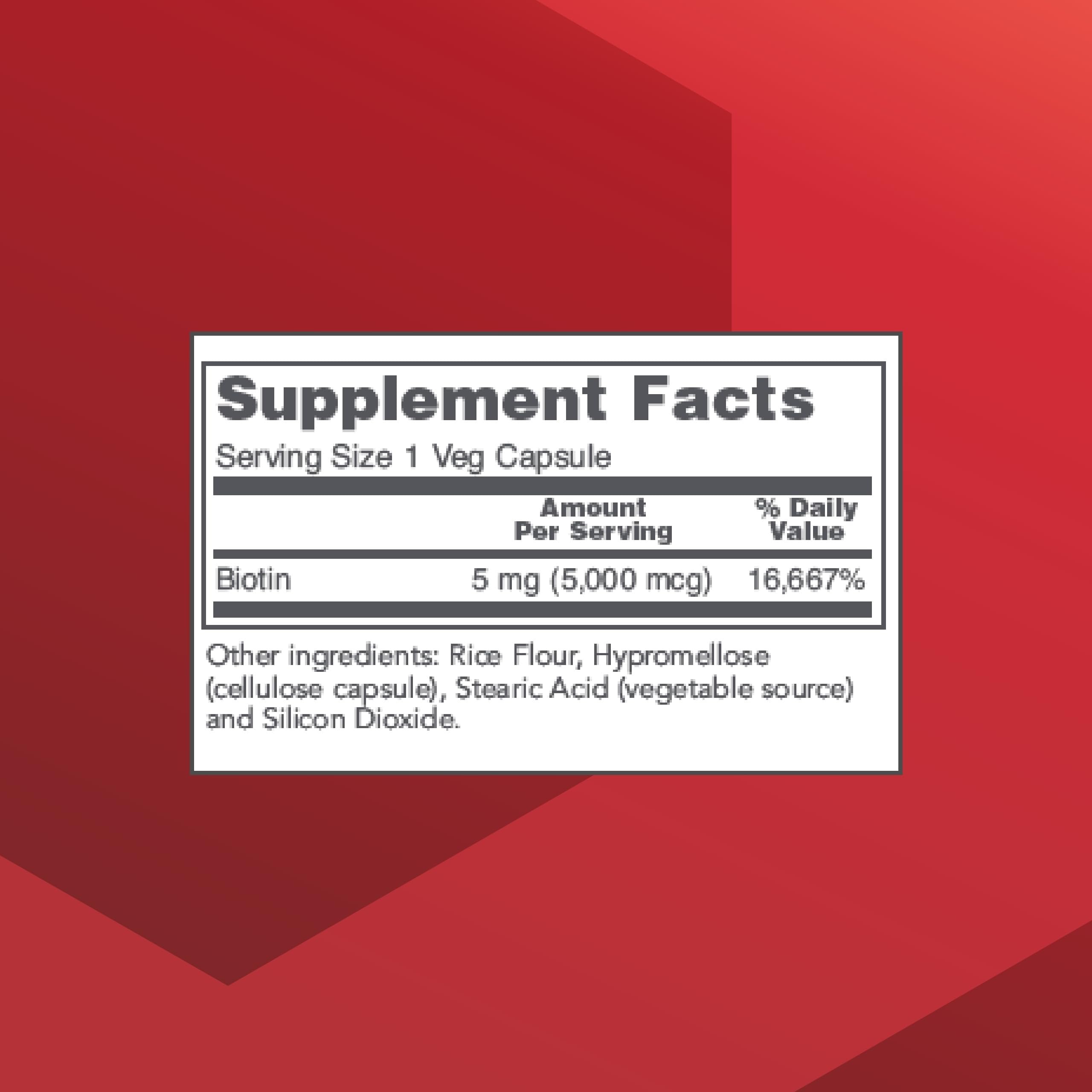PROTOCOL FOR LIFE BALANCE Biotin 5,000 mcg, Hair, Skin & Nails, 90 Veg Caps — Amazon image 2