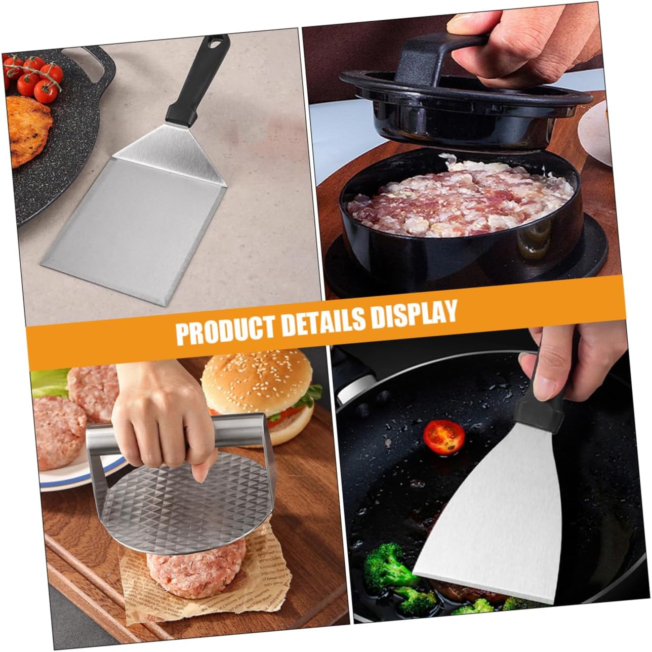 Complete BBQ Tool Set Stainless Steel Grill Tools Meat Press Cooking Brush Oil Paper Spatula for Outdoor Grilling