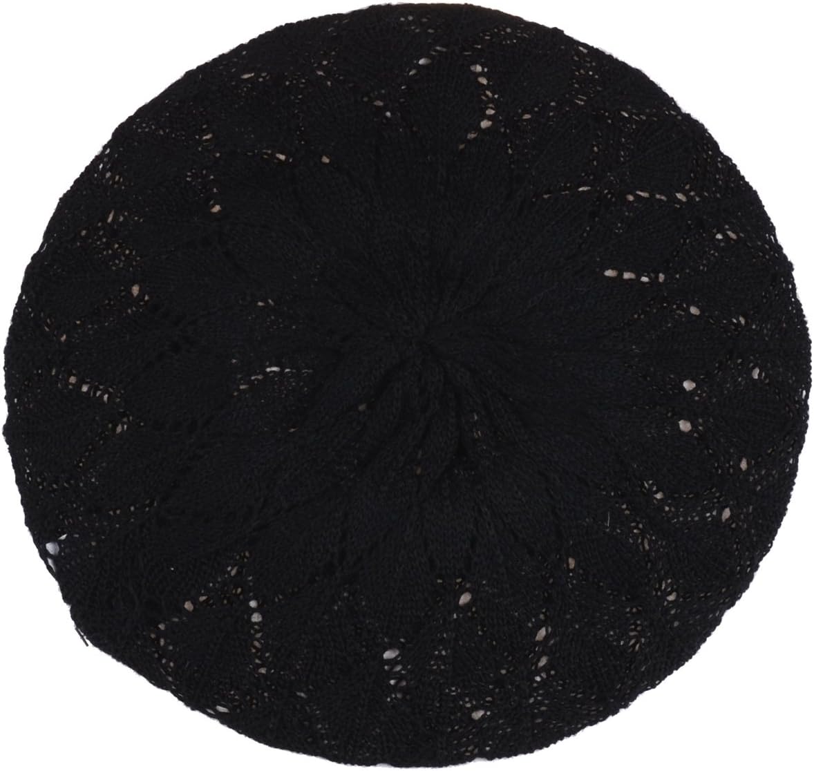 BYOS Chic Parisian Style Soft Lightweight Crochet Cutout Knit Beret Beanie Hat - Image 6
