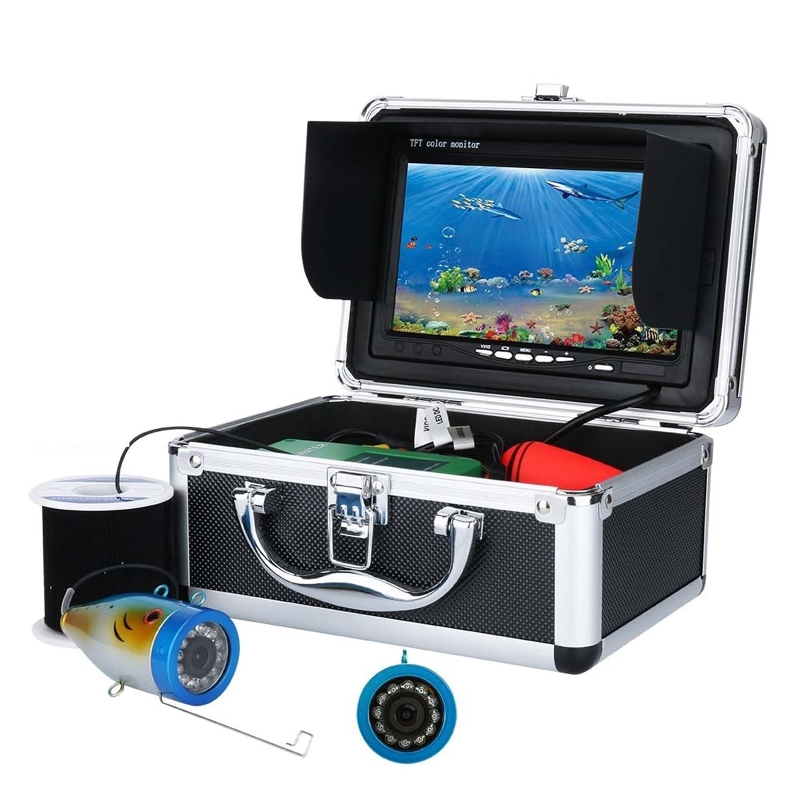 FHRKA Underwater Fishing Camera, Underwater Fishing Camera Fish Finder Underwater Fishing Video Camera Kit 12 PCS LED Lights 10M 20M 30M Fishfinder