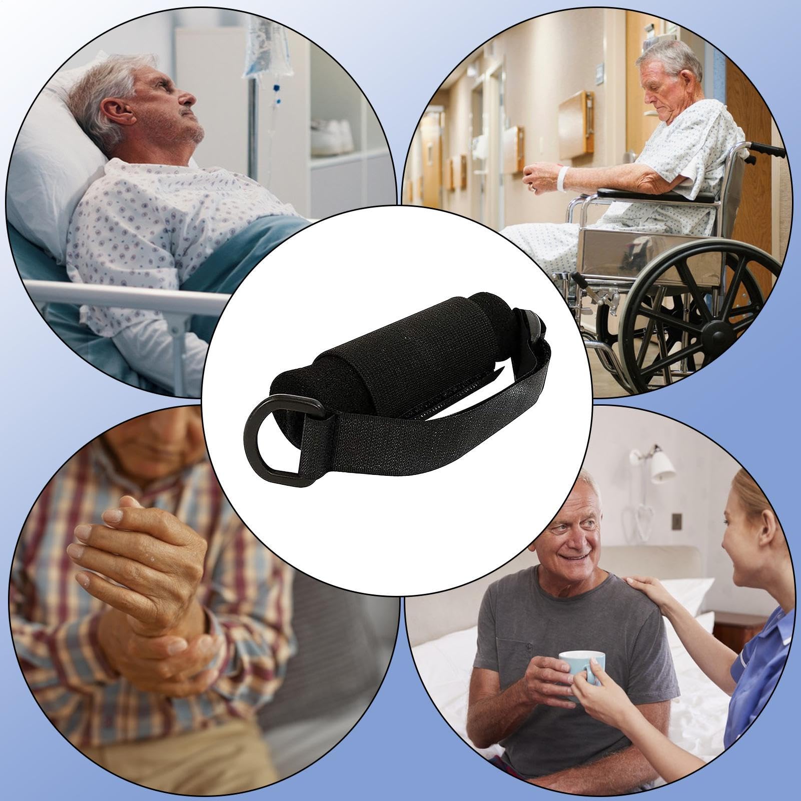 Universal Cuff - Soporte adaptable para utensilios - Banda para mano para agarrar cubiertos - Guante adaptable antideslizante para alimentación y escritura con soporte de mano débil para niños y
