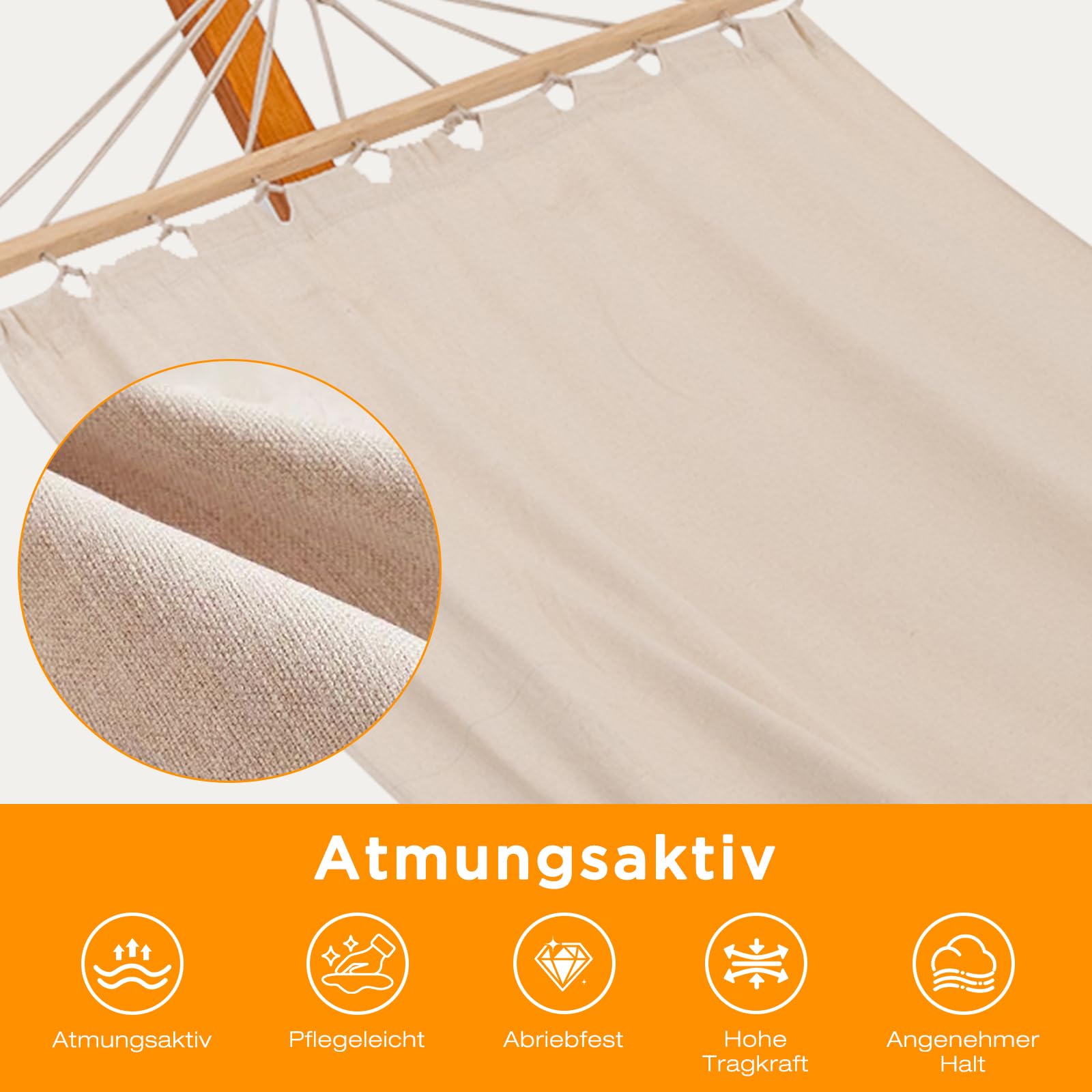 Hängematte mit Gestell, 200 kg Tragkraft, 320x120x120 cm (Weiß)