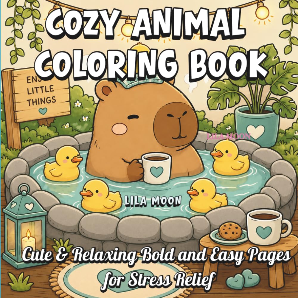 Cozy Animal Coloring Book: Cute & Relaxing Bold and Easy Pages for Stress Relief