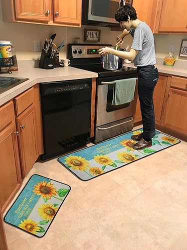 Miniatura 5 de Alfombras de cocina, juego de tapetes de cocina, antideslizantes, lavables, para interiores, cocina, dormitorio, baño (15.7 x 23.6 pulgadas + 15.7 x
