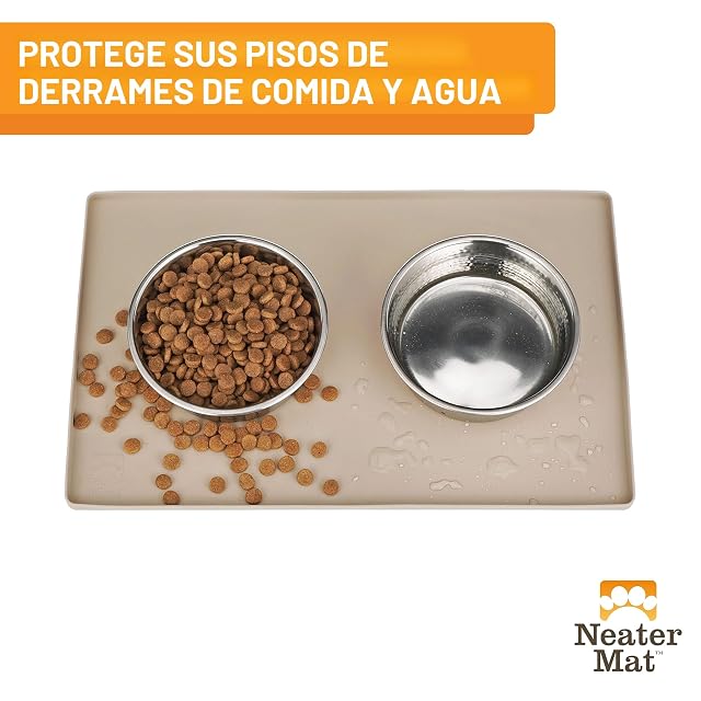 Foto 2 de 8 de Neater Pet Brands Neater Mat - Tapete de Silicona Impermeable para Cuencos para Mascotas, Protege los Suelos…