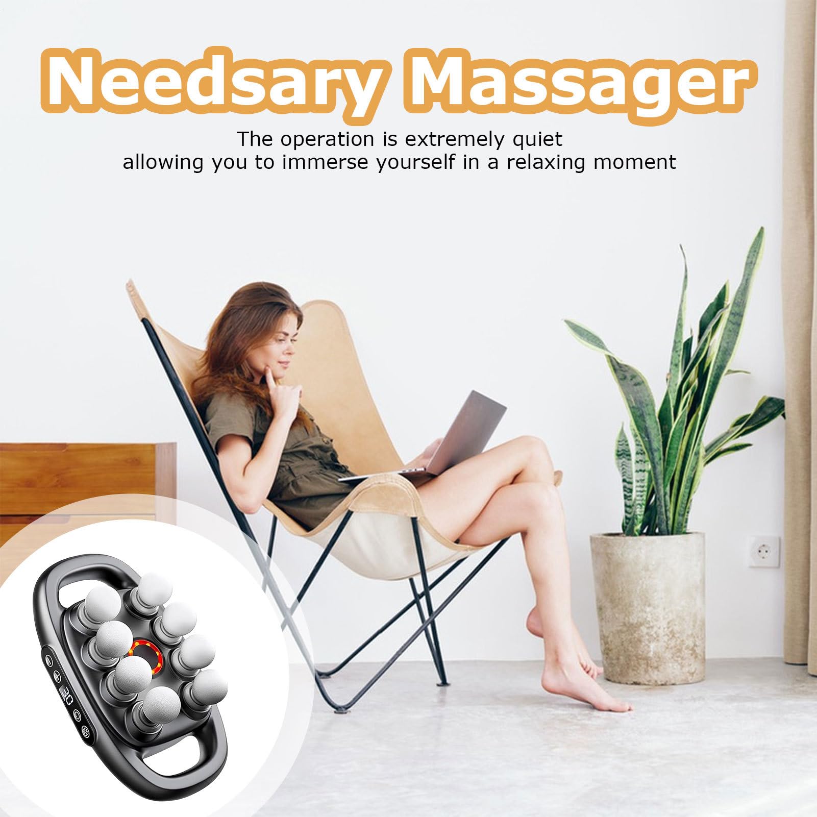 Muscle Massager, Handheld Device, 7,9 Zoll tiefes Gewebe, tragbar, Percussion, langer Akku für Zuhause, Fitnessstudio, Erholung, Arbeit, Schlafen, Entspannung, Körperpflege, Indoor