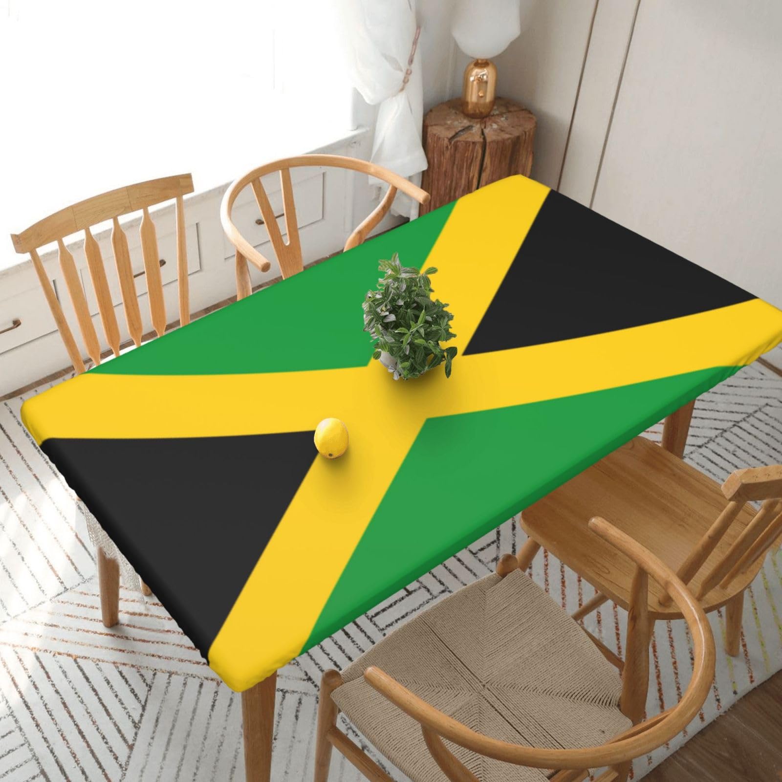 BNVSADC jamaica flag Printed 5FT Tablecloth Polyester Kitchen Water Resistant Table Cloth Dining Table Decoration Table Covers, 152x76 CM