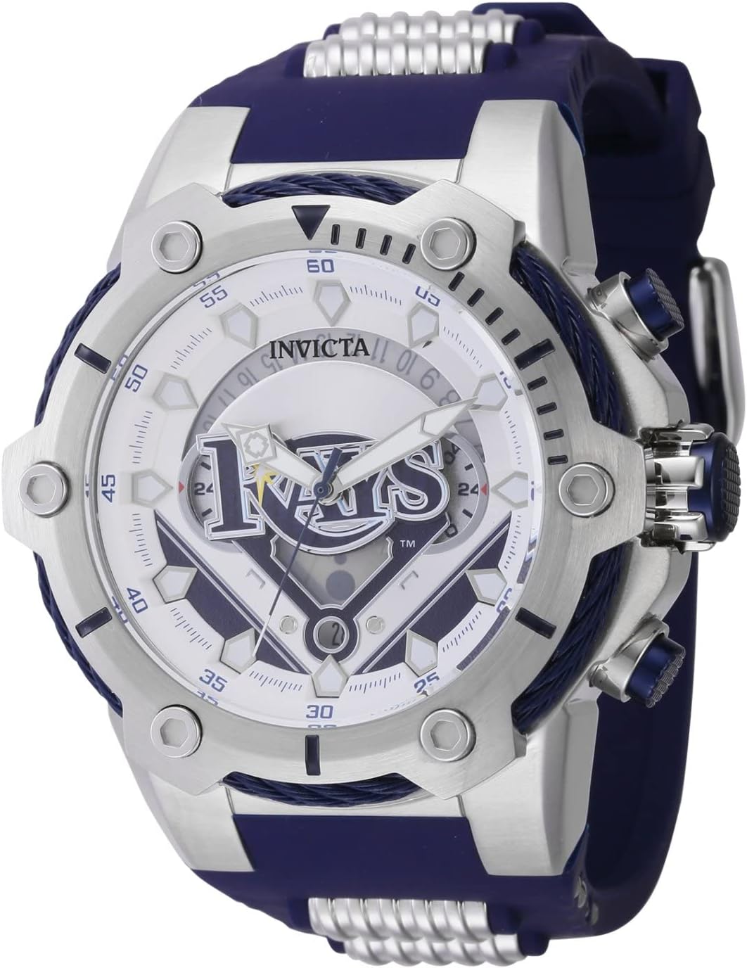 InvictaMLB Tampa Bay Rays Men's Watch - 51.5mm. Blue. Steel (43505)