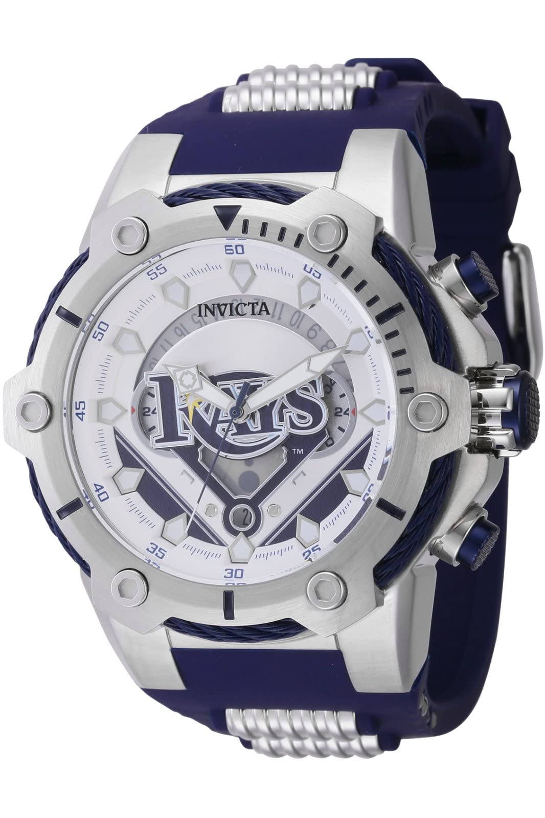 InvictaMLB Tampa Bay Rays Men's Watch - 51.5mm. Blue. Steel (43505)
