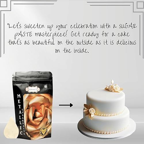 Miniatura 16 de Confect Fondant for Cakes Chefs Choice for Cake Decorating Shimmering Silver Metallic Fondant 8.82 Oz Dorado champán