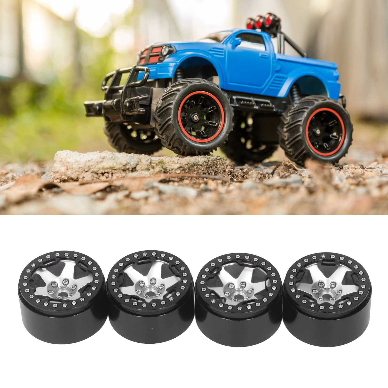 Trwałe 2,2-calowe Piasty kół RC ze Stopu Aluminium do Axial SCX10, Stabilna Jazda dla Samochodu RC w Skali 1/10 (Srebrny)
