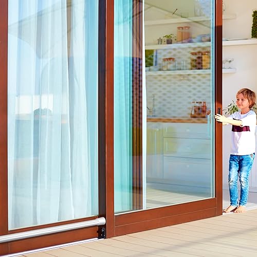 Vista 5 de 4 Pcs Sliding Glass Door Security Bar, 21''-35'' Window Stoppers, Rubber Tips Sliding Door Stick, Adjustable Safety Sliding Door Lock for Home Proof