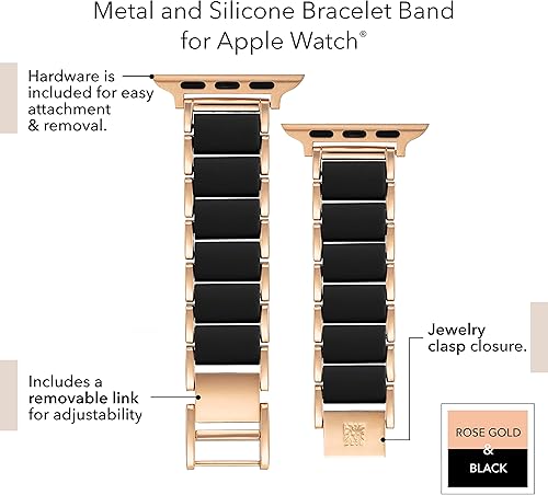 Miniatura 5 de Anne Klein Pulsera de moda de goma para Apple Watch, segura, ajustable, correa de repuesto para Apple Watch, se adapta a la mayoría de las muñecas,