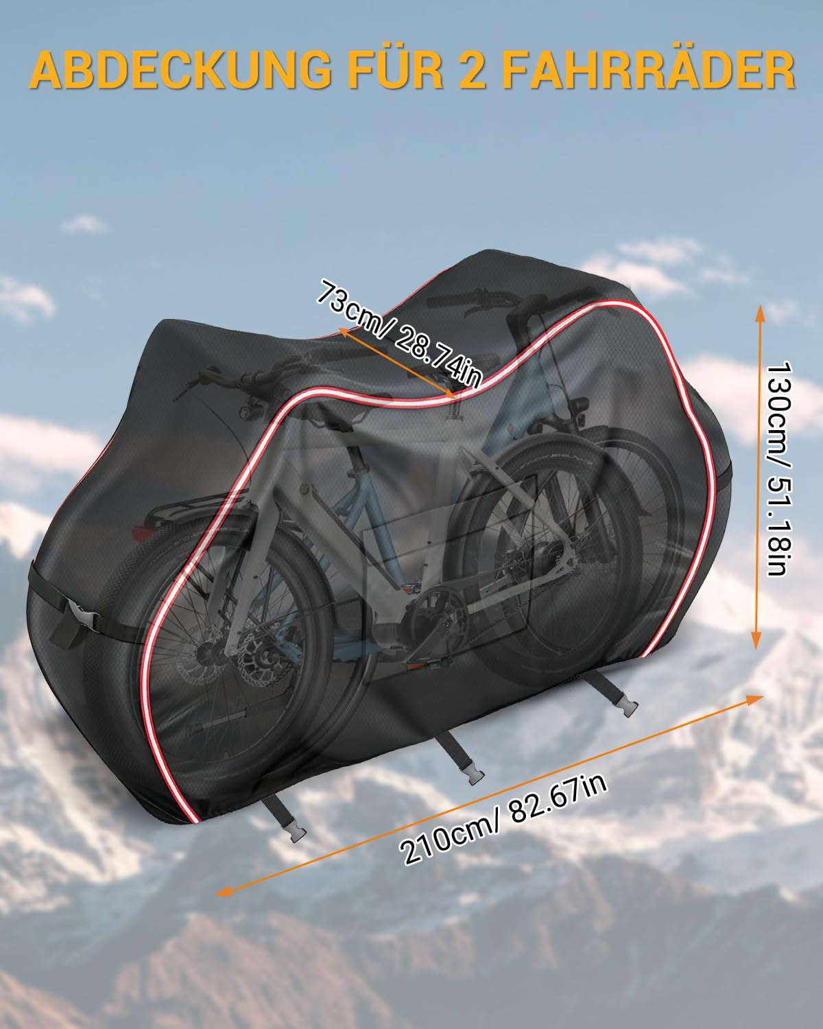 600D série Housse de Vélo pour 2 Vélos avec Fente Arrière | Imperméable, pour le transport, compatible avec les porte-vélos arrière de voiture