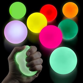 8-Pack Glow in the Dark Sticky Balls for Ceiling Throw, Stick and Watch the Neon Glow Show 2" Reusable Soft TPR Self-Adhesive Sensory Squishy Balls | 4th of July Party Favors & Adult Gag Gifts