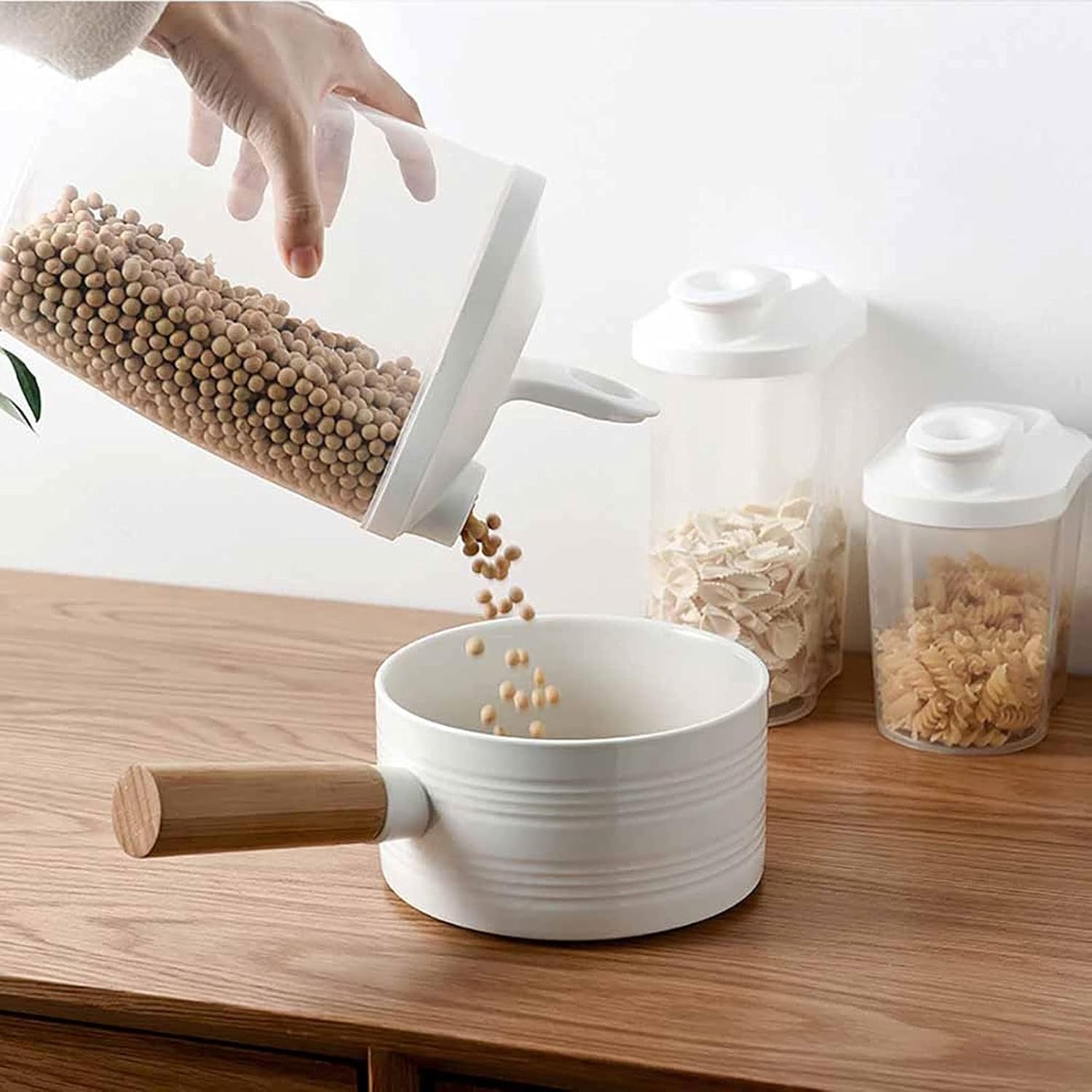 Spice boxs Kitchen Food Storage Cereal Dispenser Storage Box Rotating Dry Food Rice Container Case Flour Grain Bottle(Medium)
