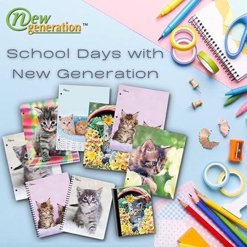 Miniatura 4 de New Generation  Kitten - Composition Notebooks, 80 Sheets  160 Pages Wide Ruled pages Comp Book, Durable Laminated covers with Assorted Fashion Cats