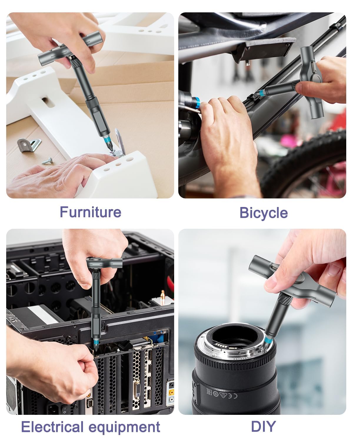 Ensemble de tournevis magnétiques 42 en 1, kit de tournevis multi-cliquet avec 40 embouts magnétiques, poignée à cliquet amovible, kit d'outils de réparation portables pour vélo d'ordinateur