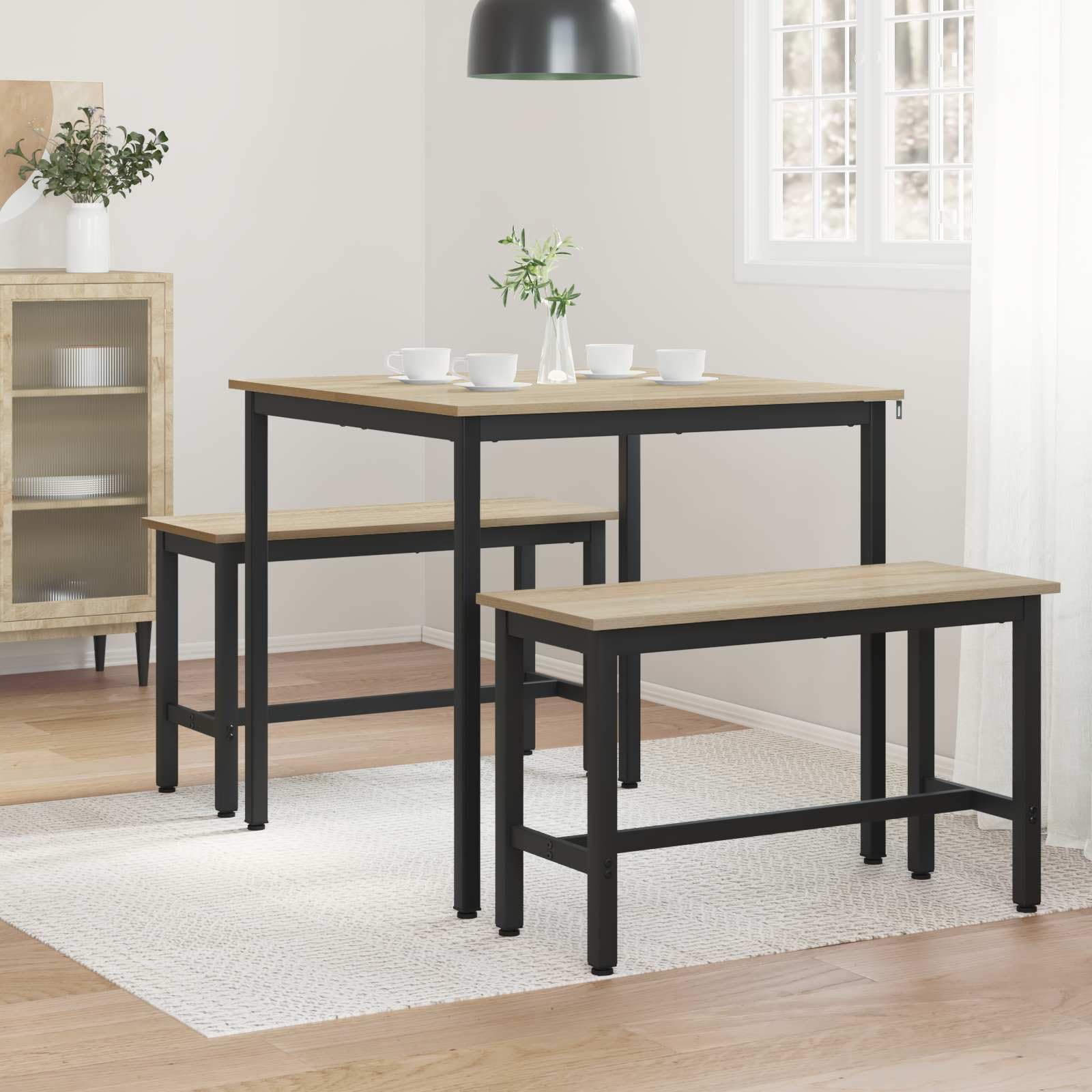 Kwadratowy stół do jadalni 80 x 80 x 75 cm drewno drewno dąb sonoma czarna
