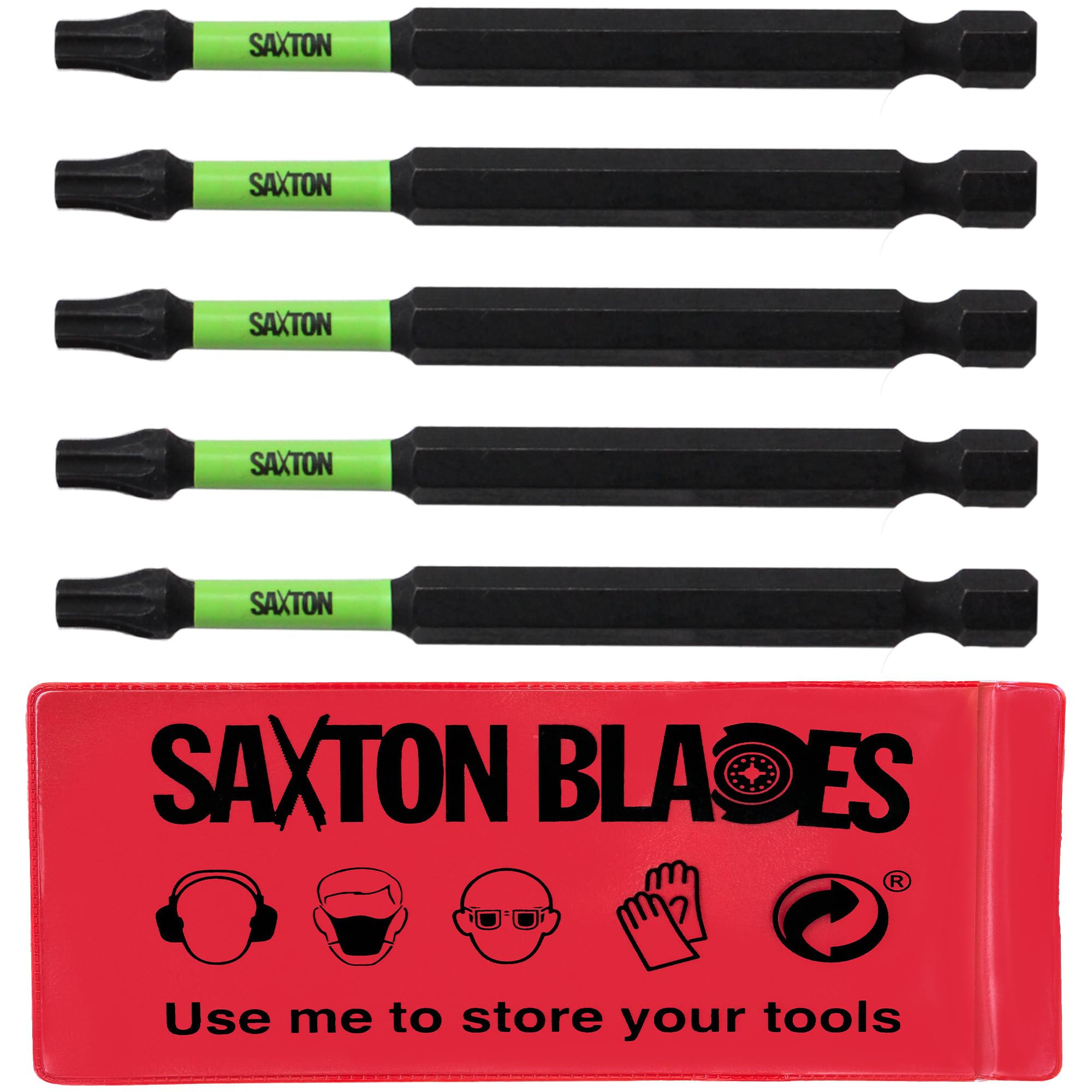 Saxton Blades 5 X Saxton 89Mm Tx25 Magnetic Impact Screwdriver Driver Bits Set Torx Heavy Duty Compatible With Dewalt Milwaukee Bosch Makita Etc