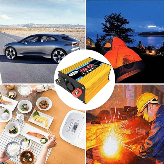 300W Car Power Inverter DC 12V To 110V/220V AC Power Inverters for Vehicles Converter with 4.2A Dual USB AC Car Charger Adapter (Yellow),12V to 110V