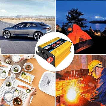 300W Car Power Inverter DC 12V To 110V/220V AC Power Inverters for Vehicles Converter with 4.2A Dual USB AC Car Charger Adapter (Yellow),12V to 110V