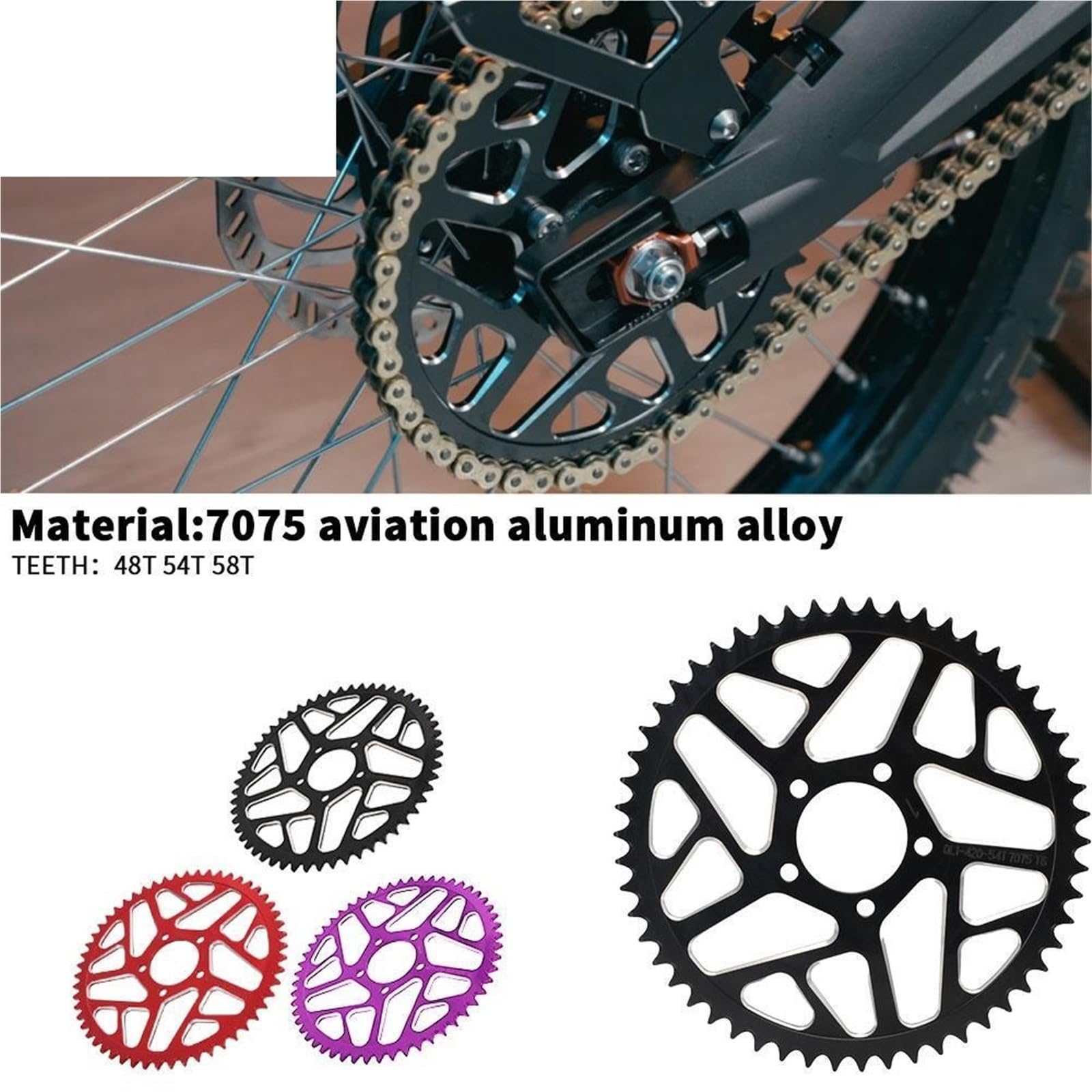 Osłona zębatki Pasuje do Surron Lightbee XS Segway X160 X260 48T 54T 60T Motocykl Tylna zębatka łańcuchowa osłona łańcucha(60T Silver)