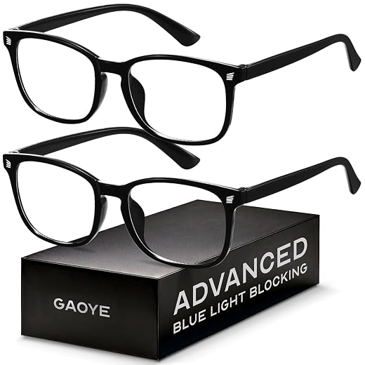Gaoye Eyewear Frames for Men - Blue Light Blocking Square Glasses, Anti UV Ray Computer Gaming, Blue Blockers for Women