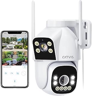 CAYVIS 2MP+2MP Outdoor Wi-Fi Camera, 2.4GHZ/5GHZ PTZ Outdoor Surveillance Camera with Dual Lens, FHD Automatic Tracking, C…