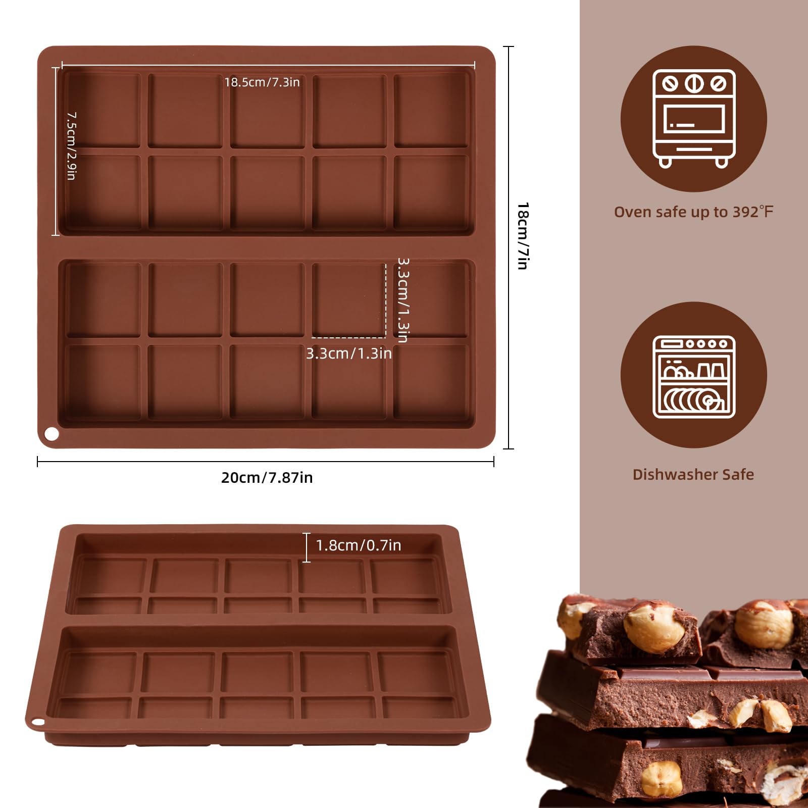 Dubaï Moule à Chocolat Profond En Silicone, Lot De 2 Moules En Silicone